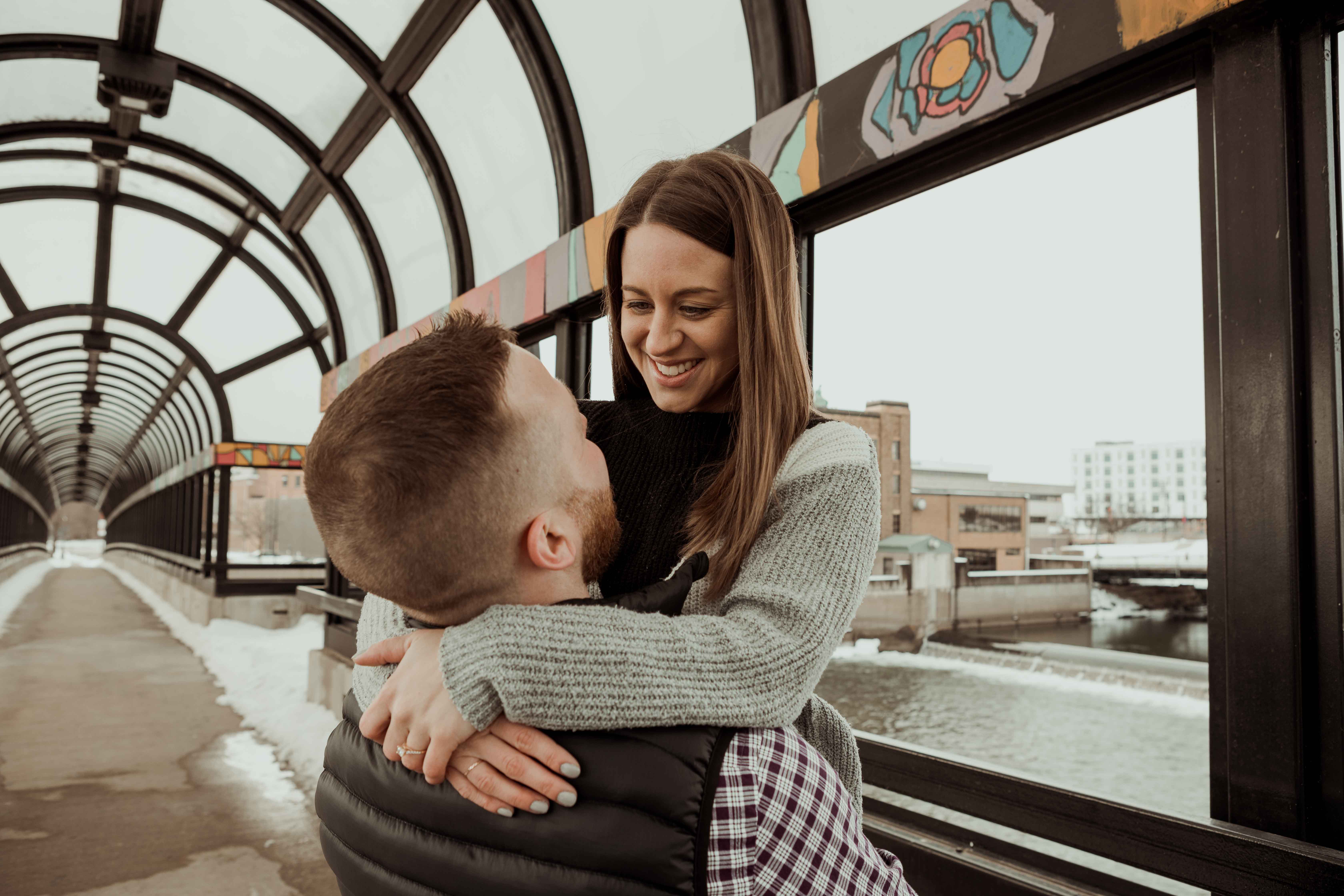 Pedestrain Bridge Waterloo Engagement Photos