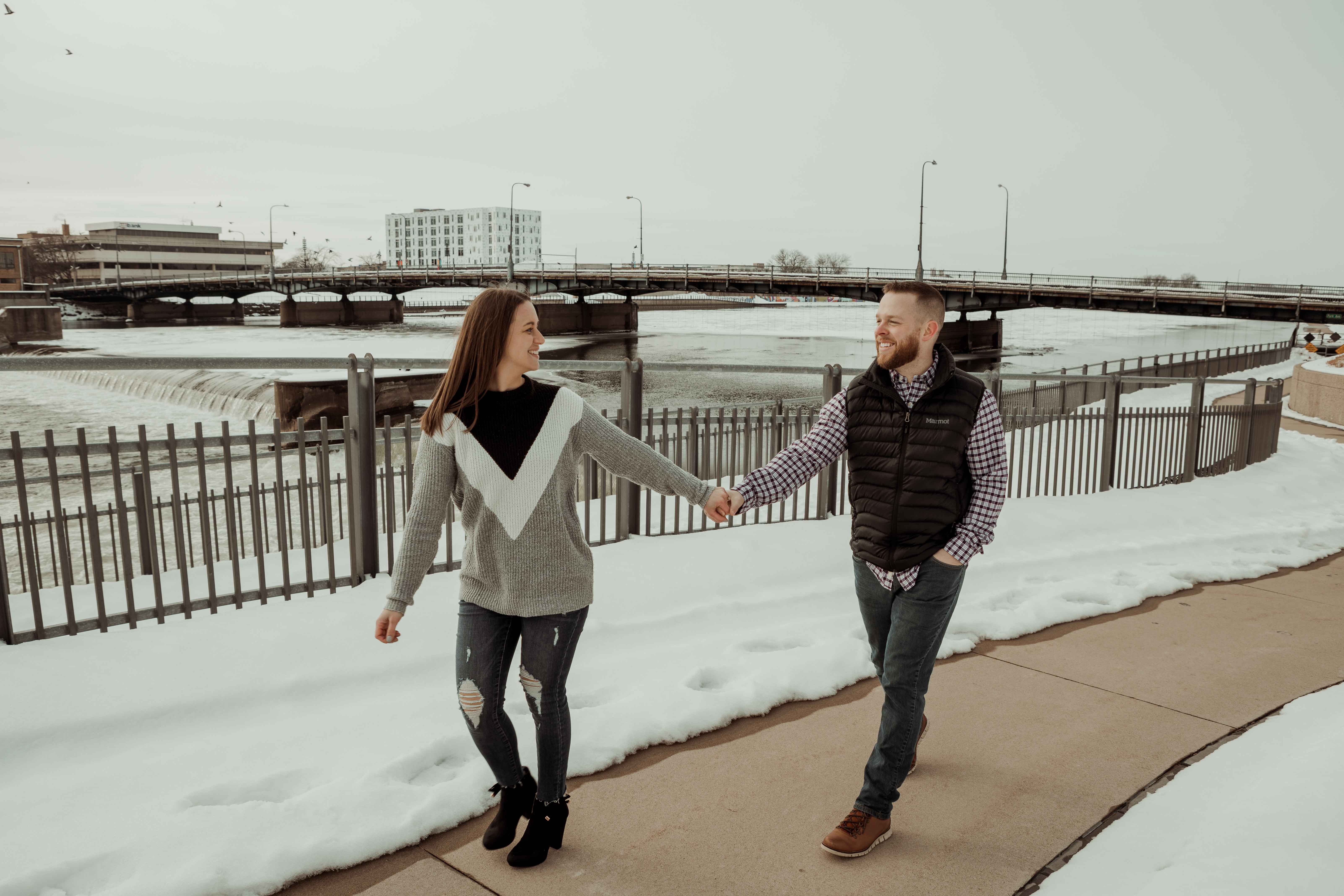 Pedestrain Bridge Waterloo Engagement Photos