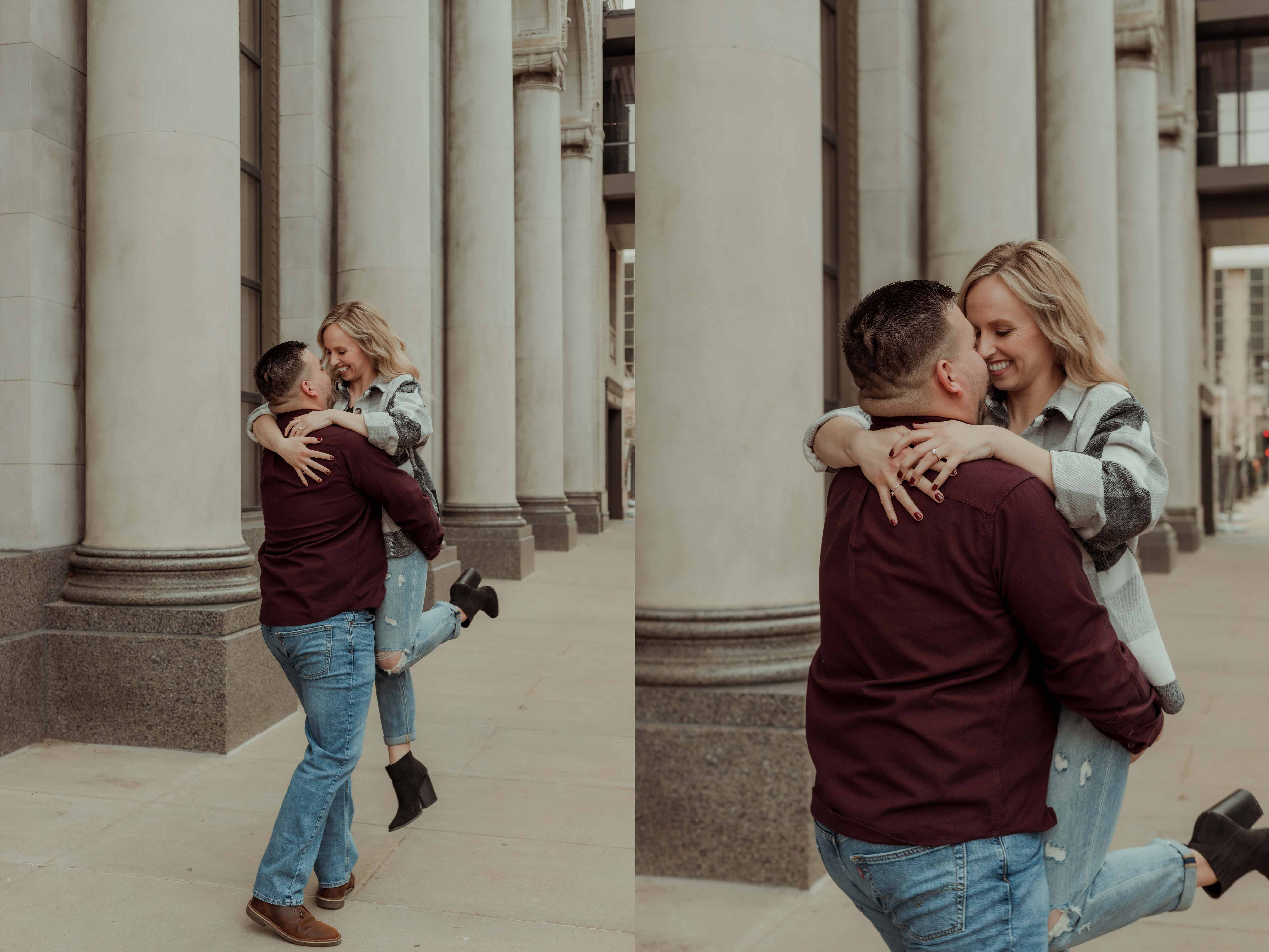 Cedar Rapids Downtown Engagmenet Pictures, Iowa