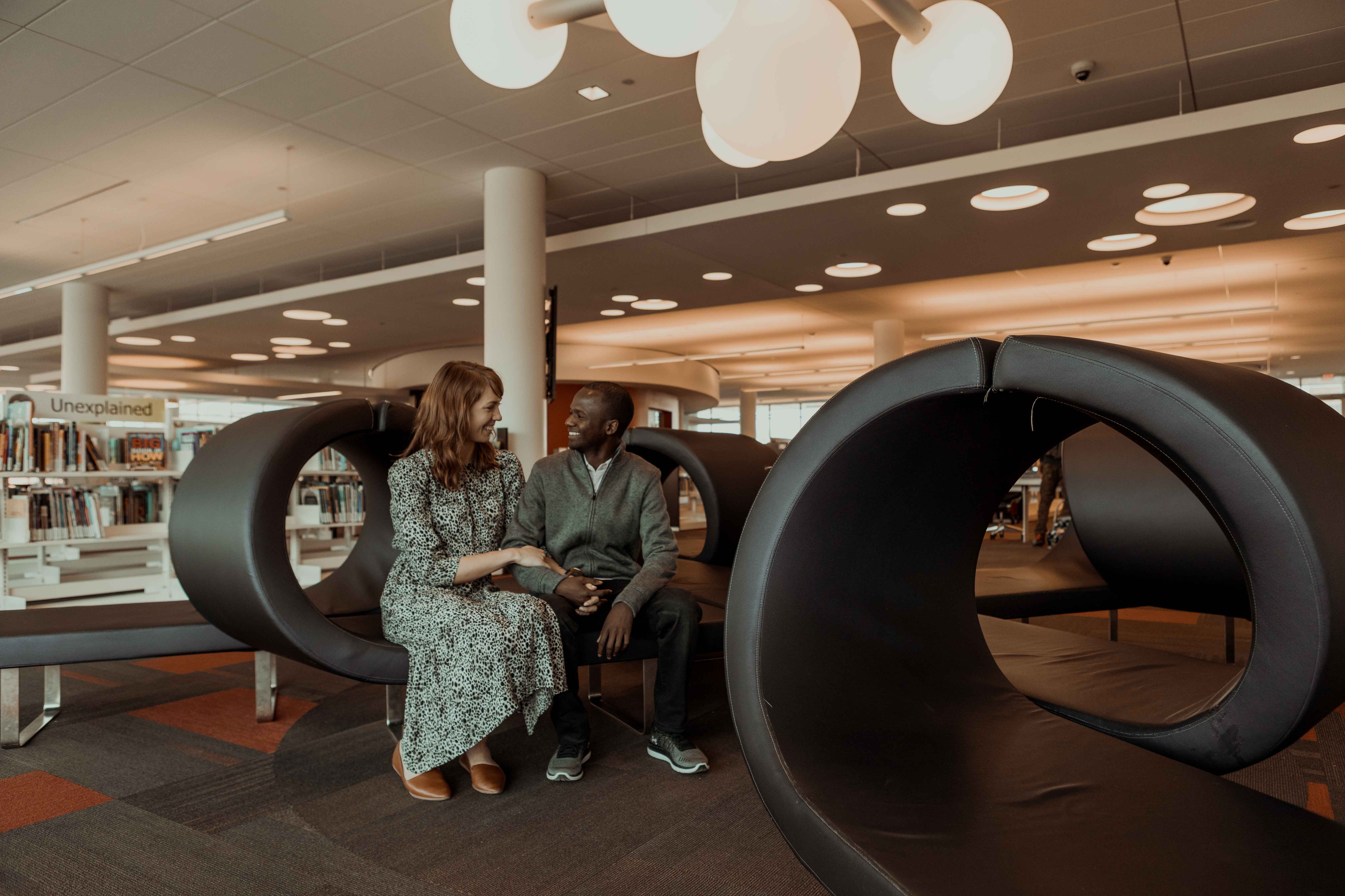 Public Library Cedar Rapids Engagement Photos