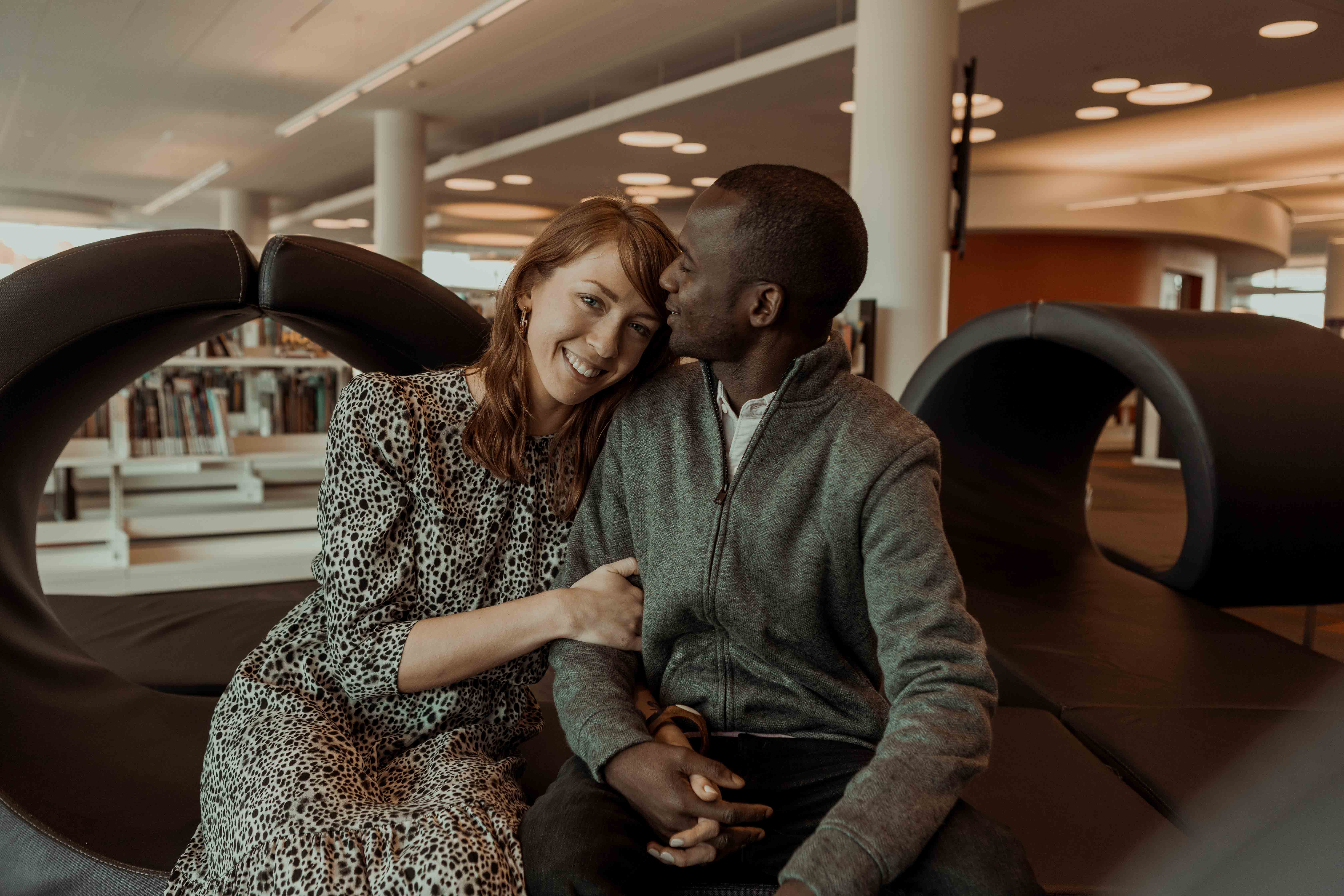 Public Library Cedar Rapids Engagement Photos