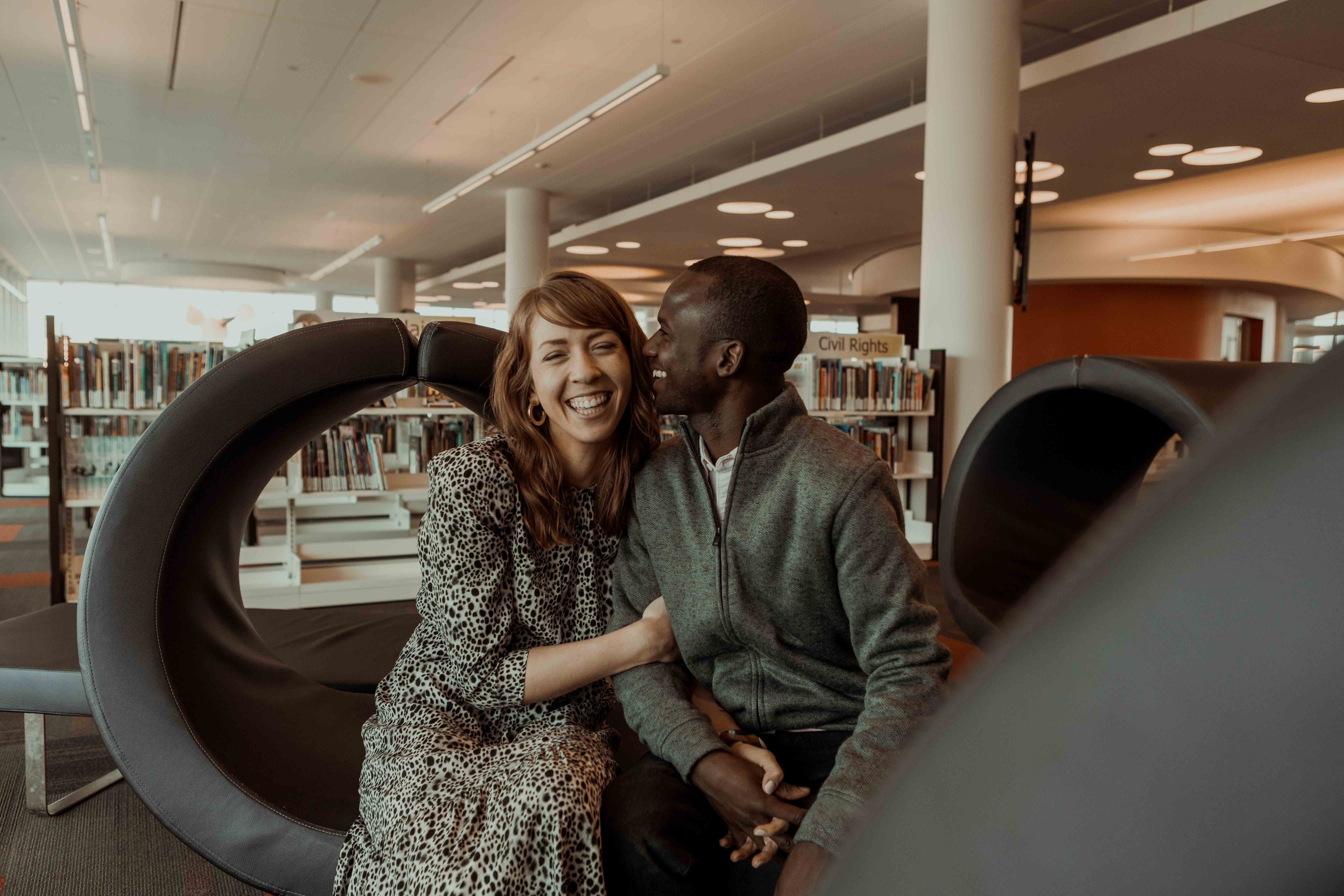 Public Library Cedar Rapids Engagement Photos