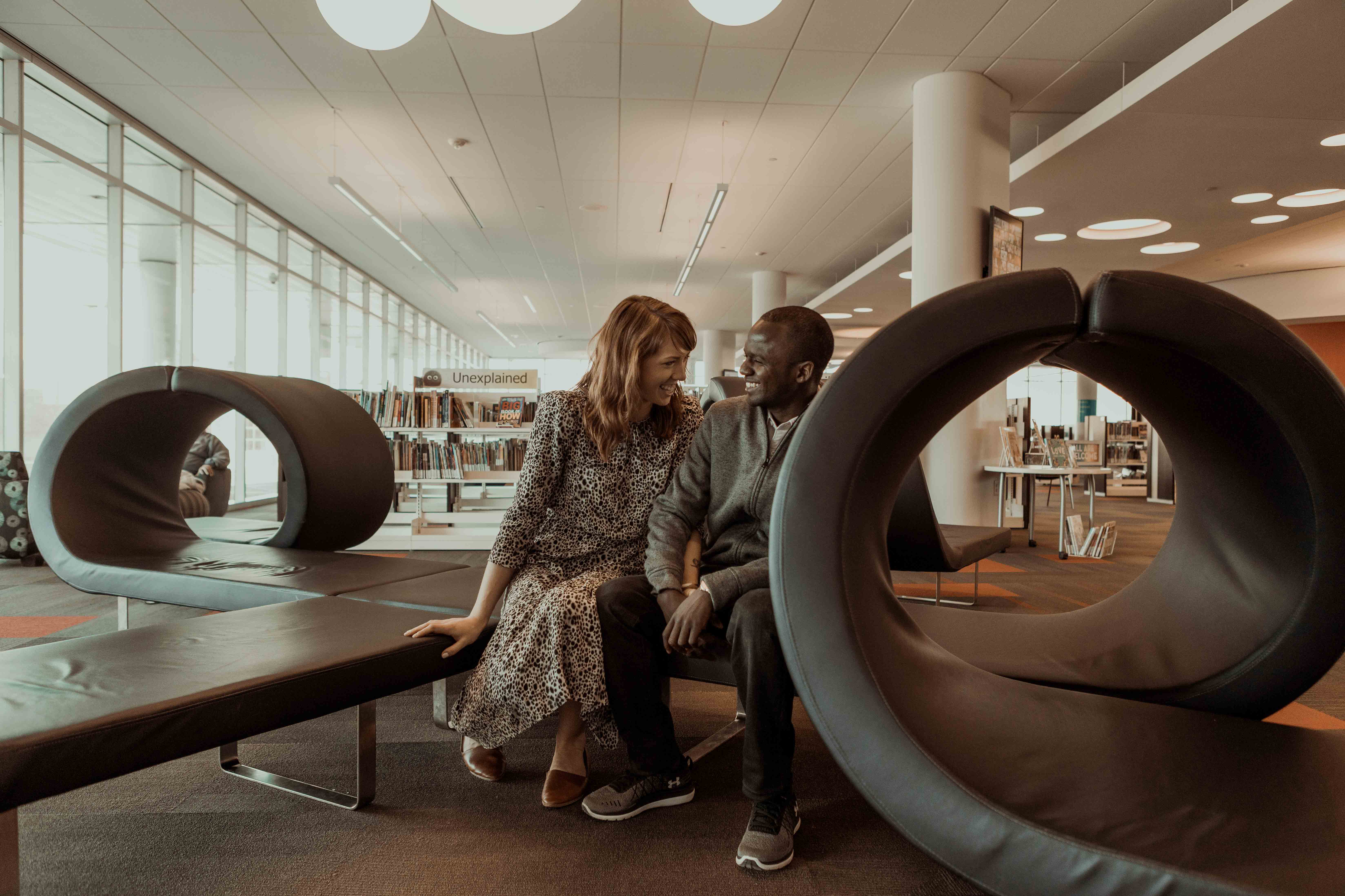 Public Library Cedar Rapids Engagement Photos