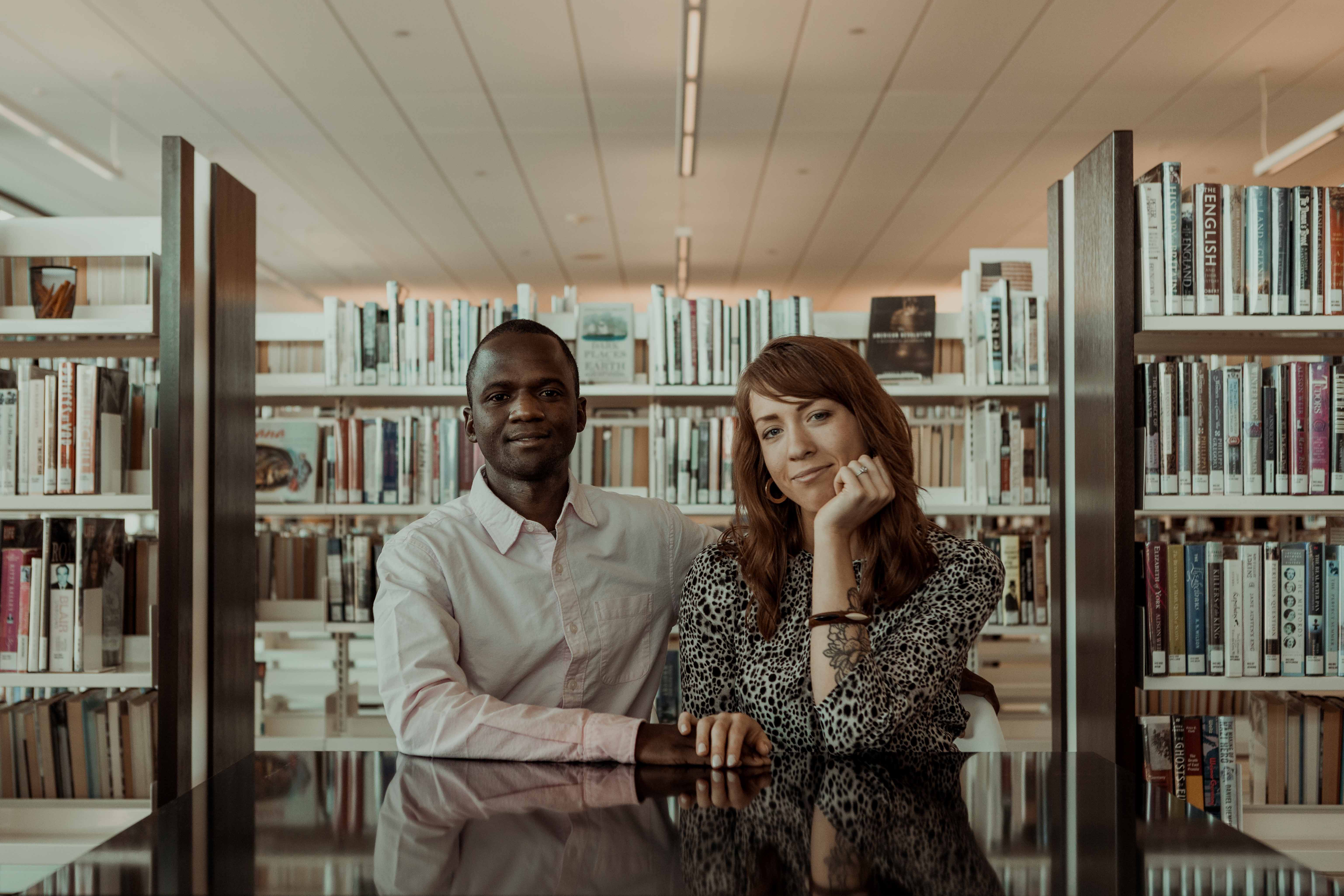 Public Library Cedar Rapids Engagement Photos