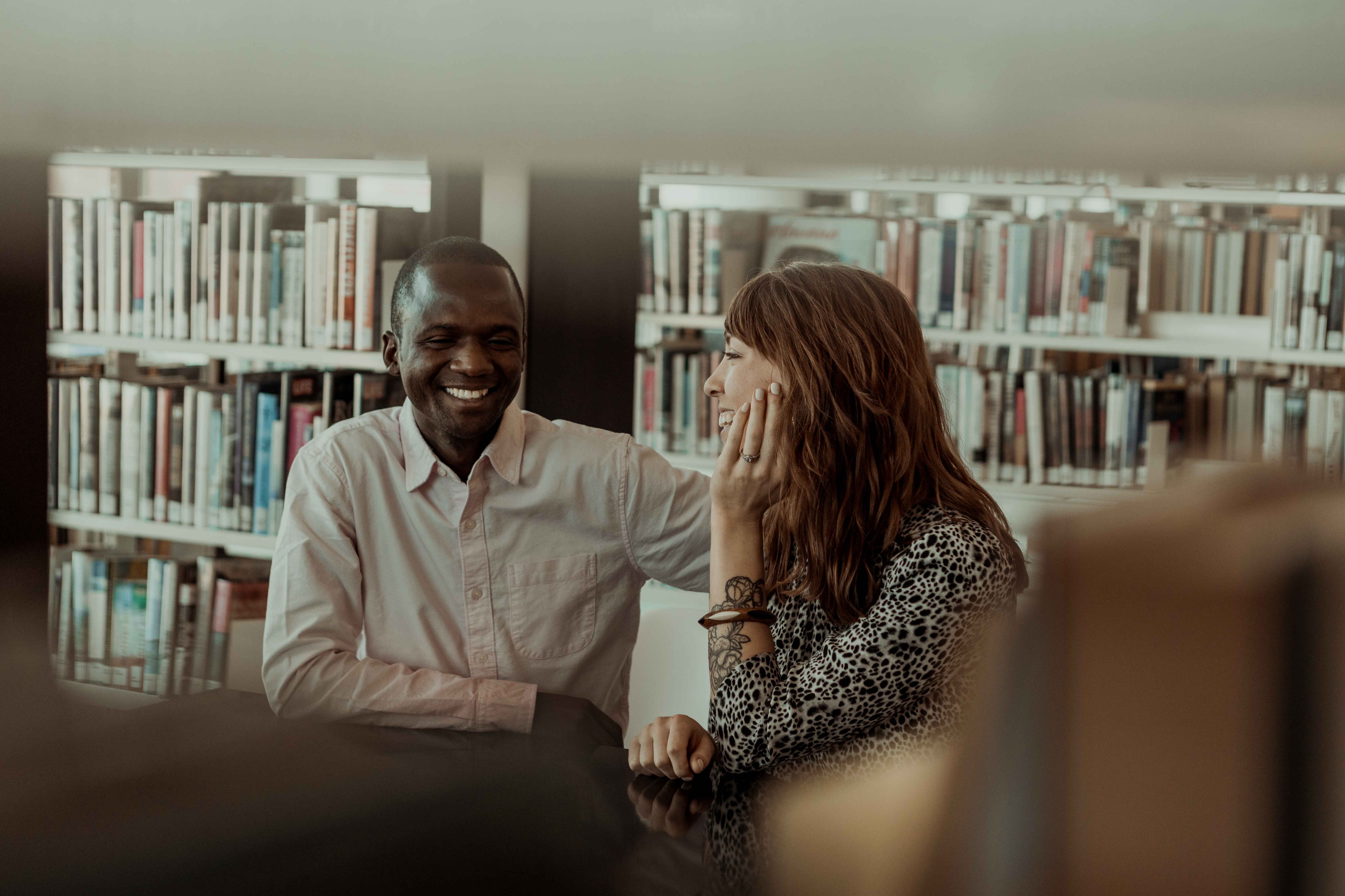Public Library Cedar Rapids Engagement Photos