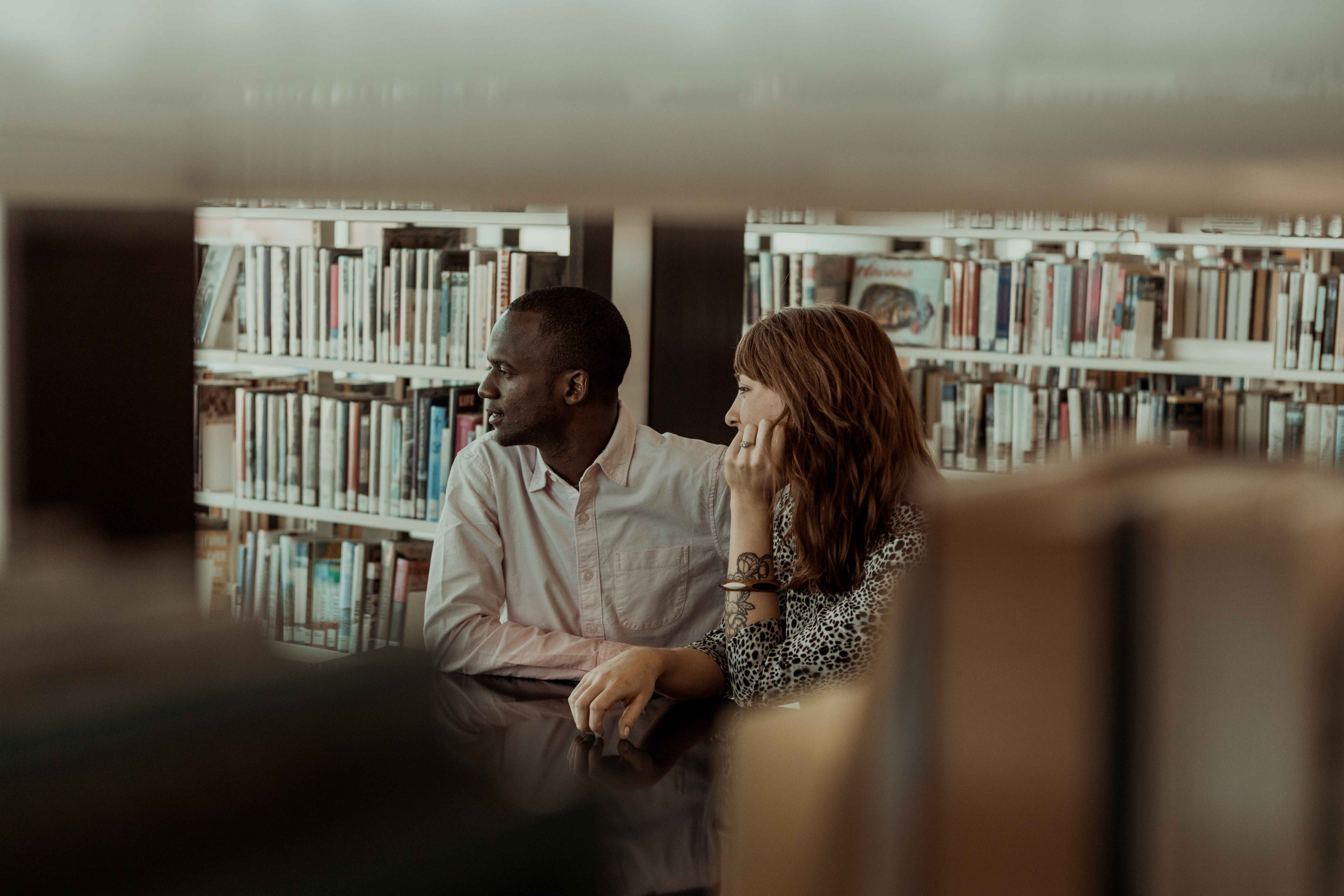 Public Library Cedar Rapids Engagement Photos