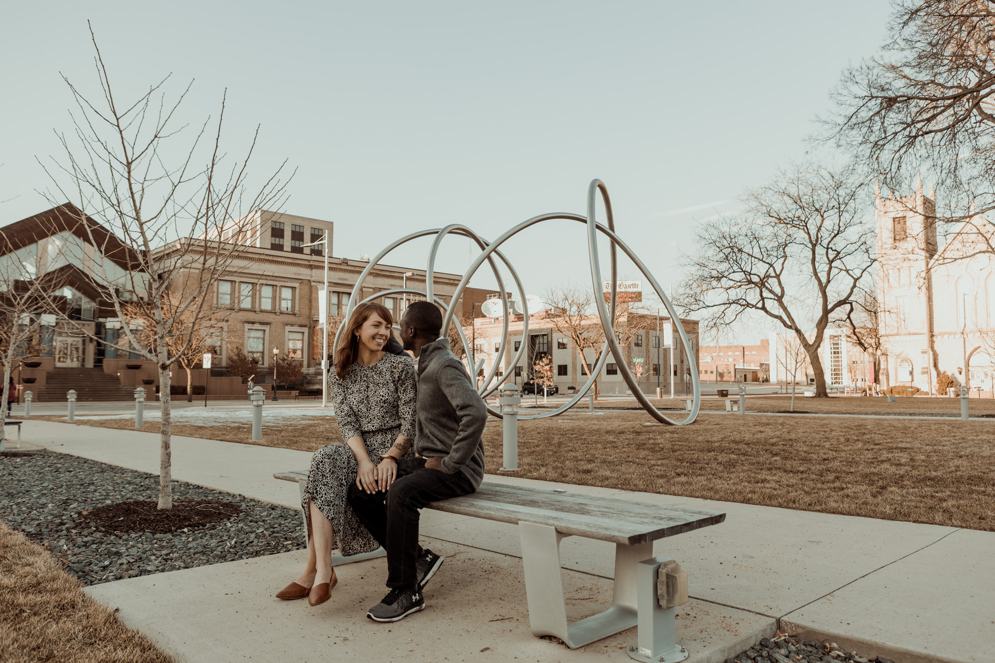Public Library Cedar Rapids Engagement Photos